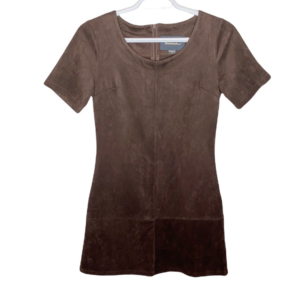 Lovemarks brown faux suede mini dress size XS